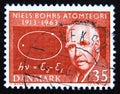 Postage stamp Denmark, 1963. Nuclear phycisist Professor Niels Bohr portrait