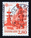 Postage stamp Denmark, 1986. Roadsweeper worker street