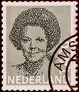 Postage stamp depicting Queen Beatrix of Nederland. Royalty Free Stock Photo