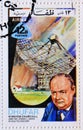 Postage stamp Dhufar, Oman, 1972, Astronomy Winston Churchill Royalty Free Stock Photo