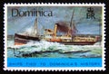 Postage stamp Dominica, 1975. Royal mail steamer Yare Royalty Free Stock Photo