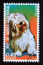 Postage stamp Equatorial Guinea, 1977. Bobtail dog breed Canis lupus familiaris