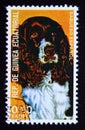 Postage stamp Equatorial Guinea, 1977. Spaniel dog breed Canis lupus familiaris
