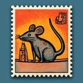 Intricate Rat Postage Stamp With Belgian Tripel Illustration