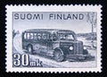 Postage stamp Finland, 1947. Post and Travel Coach bus