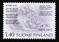 Postage stamp Finland, 1984. 150th Birthday of Aleksis Kivi, Poet