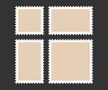 Postage stamp frames set. Empty border template for postcards and letters. Blank rectangle and square vintage postage Royalty Free Stock Photo