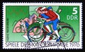 Postage stamp Germany Democratic Republic DDR, 1976. Cyclists Riding for Peace