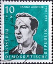 a postage stamp from Germany, GDR showing a portrait of the communist resistance fighter Hanno GÃÂ¼nther Royalty Free Stock Photo