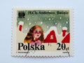 Postage stamp Girl with matches Hans Christian Andersen Tales and fables 20 PLN with postmark E.Freudenreich PWPW 87