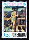 Postage stamp Grenada, 1975. Blood of the Redeemer painting Giovanni Bellini