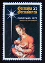 Postage stamp Grenada Grenadines, 1977. Virgin and Child Morales painting Royalty Free Stock Photo