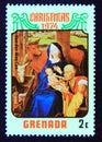 Postage stamp Grenada, 1974. Madonna and Child Nativity Painting Van der Weyden Royalty Free Stock Photo