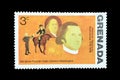 A postage stamp of Grenada shows Benjamin Franklin visits General Washington