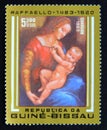 Postage stamp Guinea Bissau, 1983. Orleans Madonna painting Royalty Free Stock Photo