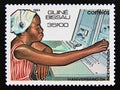 Postage stamp Guinea Bissau, 1984. Telecommunication female operator