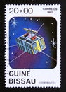 Postage stamp guinea bissau, 1983. Telecommunication satellite