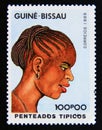 Postage stamp Guinea Bissau, 1989. Typical Traditional hairstyle