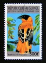 Postage stamp Guinea, 1996. Orange Bishop Euplectes orix franciscana bird