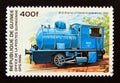 Postage stamp Guinea 1996. Steam Locomotive Huntley and Palmers 1932 Royalty Free Stock Photo