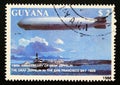 Postage stamp Guyana, 1988, Graf Zeppelin over San Francisco