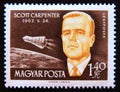 Postage stamp Hungary, 1962. Astronaut Scott Carpenter portrait