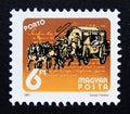 Postage stamp Hungary, 1987, Postage due Post coach Royalty Free Stock Photo