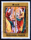 Postage stamp Hungary, Magyar, 1973. Angels playing organ and harp