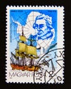Postage stamp Hungary, Magyar, 1987. James Cook, Wandering Albatros Diomedea exulans