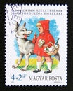 Postage stamp Hungary, Magyar 1985. Little Red Riding Hood, Wolf fairy tale Royalty Free Stock Photo