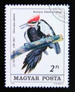 Postage stamp Hungary, Magyar, 1985. Pileated Woodpecker Dryocopus pileatus bird