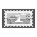 Postage stamp icon, gray monochrome style Royalty Free Stock Photo