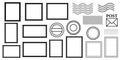 Postage stamp icons and frames vector shape set, decorative clip art element Royalty Free Stock Photo
