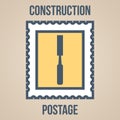 Postage stamp icons of silhouettes of construction tools. Chisel