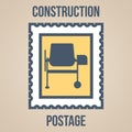 Postage stamp icons of silhouettes of construction tools. Mixer