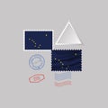 Postage stamp with the image of ALASKA state flag. Vector Illustration. Royalty Free Stock Photo