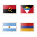 Postage stamp with the image of Angola, Antigua and Barbuda, Argentina, Armenia flag
