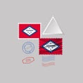 Postage stamp with the image of Arcansas state flag. Vector Illustration Royalty Free Stock Photo