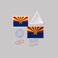 Postage stamp with the image of Arizona state flag. Vector Illustration. Royalty Free Stock Photo