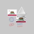 Postage stamp with the image of CALIFORNIA state flag. Vector Illustration Royalty Free Stock Photo