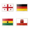 Postage stamp with the image of Georgia, Germany, Ghana, Gibraltar flag