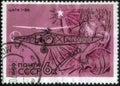 Postage stamp with the image of Helicopter TsAGI-I-EA, 1930. From the series on Development of Soviet Civil Aviation, circa 1969 Royalty Free Stock Photo
