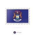 Postage stamp with the image of Michigan state flag Royalty Free Stock Photo