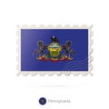 Postage stamp with the image of Pennsylvania state flag