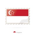 Postage stamp with the image of Singapore flag