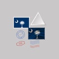 Postage stamp with the image of South Carolina state flag. Vector Illustration Royalty Free Stock Photo