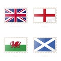 Postage stamp with the image of United Kingdom, England, Wales, Scotland flag Royalty Free Stock Photo