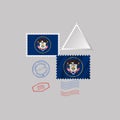 Postage stamp with the image of Utah state flag. Vector Illustration Royalty Free Stock Photo