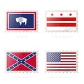 Postage stamp with the image of Wyoming, District of Columbia, Confederate, United States of America Flag Royalty Free Stock Photo