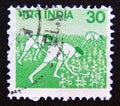 Postage stamp India, 1979. Harvesting Maize agriculture